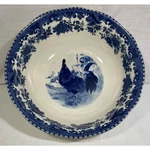 Vintage William James Farmyard Rimmed Soup Bowl Blue Rooster 9-IN. Fixed Price $42.00.