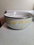 Kobe Kitchen Vtg Mid Century Yellow Poppies Enamel Ware Metal 3 Bowl Set. Fixed Price $19.99.