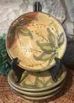 4 Certified International Pasta Salad Bowls Ceramic Rustic Foliage Motif 9.5" Ec. Fixed Price $54.99.