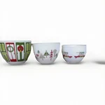 Crate & Barrel Yule Town Julia Rothman Christmas Bowls Set 3 Mixing Serving Mint. Fixed Price $29.95.