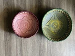 Hand Woven Wicker Clay Bowls South American Native Home Decor Set Of 2. Fixed Price $21.00.