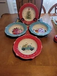 Pioneer Woman Christmas Rimmed Bowl Set 4 Pieces Assorted Designs 9.25" Diameter. Fixed Price $32.99.