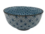 Asian Japanese Star Pattern Rice Bowl 5.5 Footed Blue & White Mint!. Fixed Price $7.99.