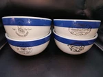 Farmhouse Williams Sonoma Blue White Cereal Soup Bowls Set 4 Oatmeal Advertising. Fixed Price $28.00.