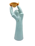 Celestial Earth Figurine Woman With Bowl Over Head Studio Pottery Signed. Fixed Price $37.75.