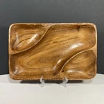 Mountain Woods Organic Acacia Tray Hand Carved Three Sections 12 X 8. Fixed Price $30.00.