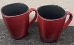 Corelle Hearthstone Stoneware Chili Red Coffee Cups Mugs Square Black Set 2. Fixed Price $19.99.