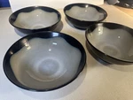 Set Of Sango Prelude Black Bowls 4508 Geometric 7.25 X 2.75" Stoneware. Fixed Price $29.15.