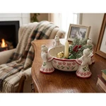 Temp-tations By Tara 1.5 Qt Ceramic Angel Bowl Christmas Holly & Peppermint. Fixed Price $32.00.