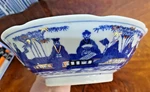 Vtg Blue White Bowl Porcelain 8.5" Ceramic Collectible Hand Painted Asian Gilt. Fixed Price $32.00.