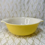 Rare Glasbake 4 Qt Vintage Cinderella J-2357 Yellow Mixing Bowl Htf. Fixed Price $47.95.