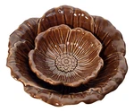 Grasslands Road Blooming Bowls Set 2-PC Flower Shape Serving Bread Dipping Boho. Fixed Price $23.95.