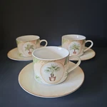 Set 3 American Atelier "tropical Palm" Flat Coffee Cups Mugs Porcelain. Fixed Price $39.99.
