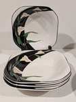 Sango Quadrille Black Lilies Set Of 4 Square Soup Salad Cereal Bowls 7.5" Korea. Fixed Price $24.99.