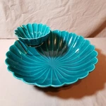 Usa Pottery C604&07 2 Tier Chip Dip Serving Bowl Set California Mcm Vtg. Fixed Price $149.99.