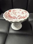 Mud Pie Christmas Compote Pedestal Dish Santa Toile Pattern Cottage Farmhouse. Fixed Price $15.99.