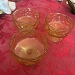 Set Of 3 Vintage Anchor Hocking Milano Honey Gold Glass Dessert Bowl/cup Kitchen. Fixed Price $21.00.