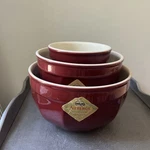 Set Of 3 Emile Henry For Williams-sonoma Auberge Nesting Mixing Bowls, Maroon. Fixed Price $95.00.