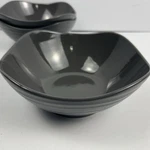 Mikasa Swirl Square Graphite Dark Gray Ring 6.5" Soup Cereal Bowls Set 3. Fixed Price $32.98.