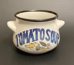 Crock Bowl/tomato Soup-white & Blue W/black Trim W/handles 3 Vintage. Fixed Price $9.99.