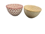 World Market Bia Ooh La! Ceramic Bowls Set Geo Floral Red And Yellow 2. Fixed Price $21.60.