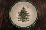 Spode Christmas Tree Cereal Bowl 6.25" Set Of 4 Green Rim England Holiday Coupe. Fixed Price $54.99.