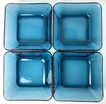 Anchor Hocking Rio Coastal Blue Square Bowl 6.5" Set Of 4 Turquoise Aqua Glass. Fixed Price $44.99.