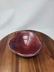 Ramen Noodle Bowl Red Glazed Art Pottery With Dragon And Maker Mark Q. Fixed Price $39.00.