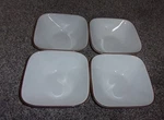 4 Corelle Square Twilight Grove Brown Rim Soup Cereal Bowls. Fixed Price $19.99.