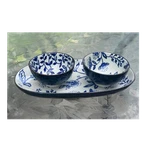 Bloomingville Floral Blue White Ceramic Bowl Glossy Microwave Dishwasher Safe. Fixed Price $20.00.