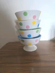 4 Polka Dots Ice Cream Bowls White With Multicolor Century Brand. Fixed Price $33.50.