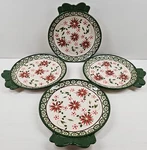 (4) Temp-tations Old World Poinsettia Ribbon Tab Plates Tara Floral Dish Lot. Fixed Price $69.67.
