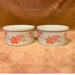 Vintage Pair Of 1985 Galleria Collection Stoneware Ramekins Japanese Pink Floral. Fixed Price $21.00.
