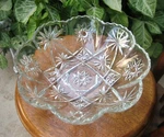 Vintage Early American Prescut Paneled Scalloped Glass Bowl 11-3/4 #794. Fixed Price $55.00.
