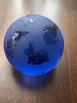 Arthur Court Cobalt Blue Rabbit Bunny Etched Glass Paper Weight. Fixed Price $14.99.