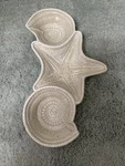Mud Pie Sand Nautilus Collection Seashell Starfish Triple Dip Bowl/tray. Fixed Price $25.00.