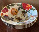 LOT1 Mackenzie-childs Pieces: 4 White Flower Breakfast Bowls- Reduced!. Fixed Price $165.00.