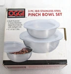 Oggi Pinch Set Stainless Steel W/ Lids 3", 4", 5" Diameter New. Fixed Price $30.99.