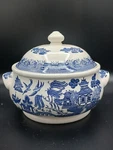 Churchill Willow Blue And White Round Covered Vegetable Bowl 50147. Fixed Price $128.00.