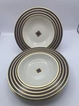Lenox Insignia Colin Cowie Rimmed Soup Bowls Black Maroon Gold 8 1/4" Set Of. Fixed Price $45.00.