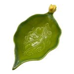 Grasslands Road Ceramic Green Leaf Serving Bowl Dish With Yellow Bird 13X8. Fixed Price $21.95.