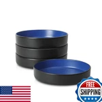 Lain Albie Stoneware 4-PC Pasta Bowl Set, Black Ceramic Dinner Plates. Fixed Price $75.97.