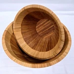 Island Bamboo Two Tone Nesting Bowls Set Of 2 Natural Wood Salad Serving. Fixed Price $34.99.