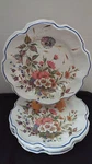 Vtg Set Of 4 Italian Mebel Floral Heavy Melamine Plates Scalloped Edge. Fixed Price $11.95.