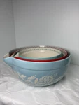 Pioneer Woman 3 Pc Ceramic Mixing Bowls Set Pouring Spout Hummingbird Floral. Fixed Price $57.95.