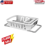 Mainstays Expandable Dish Drying Rack White, Utensil Holder Countertop Drainer. Fixed Price $10.57.