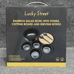 Lucky Street Bamboo Salad Set With Tongs Cutting Board 4 Serving. Fixed Price $34.99.