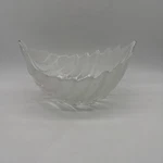 Waltherglas Germany Clear & Frost Leaf Glass Fruit Bowl 11" X 8.5". Fixed Price $19.99.