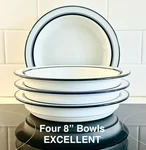 4 Dansk Bistro Christianshavn Blue 8" Soup Cereal Salad Set Stripe. Fixed Price $29.99.