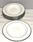 7 Lenox Classics Federal Platinum Blue 9" Flat Rim Soup Bowls. Fixed Price $84.00.
